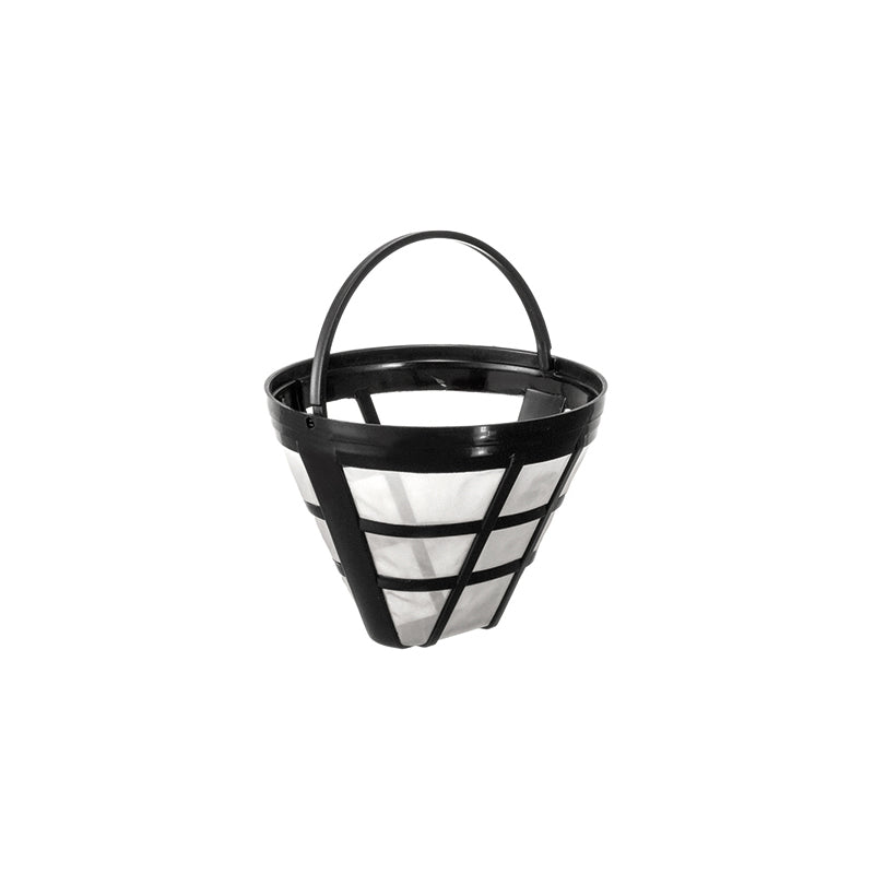 Der Unold Dauerfilter für KAFFEEAUTOMAT Mühle 28736 ist ein wiederverwendbarer Kaffeefilter aus schwarzem Kunststoff und Netzgewebe mit Griff, der in Kaffeemaschinensiebe passt.