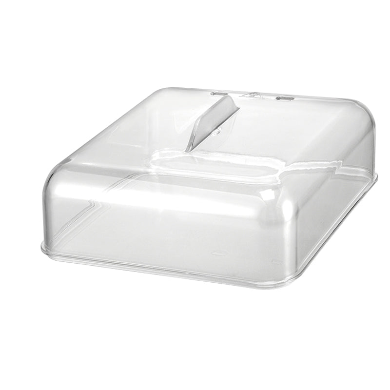 Der Unold Klarsichtdeckel für DAMPFGARER Mini Allround 38650 ist ein transparenter rechteckiger Kunststoffdeckel mit oberem Griff, abgebildet vor einem weißen Hintergrund.