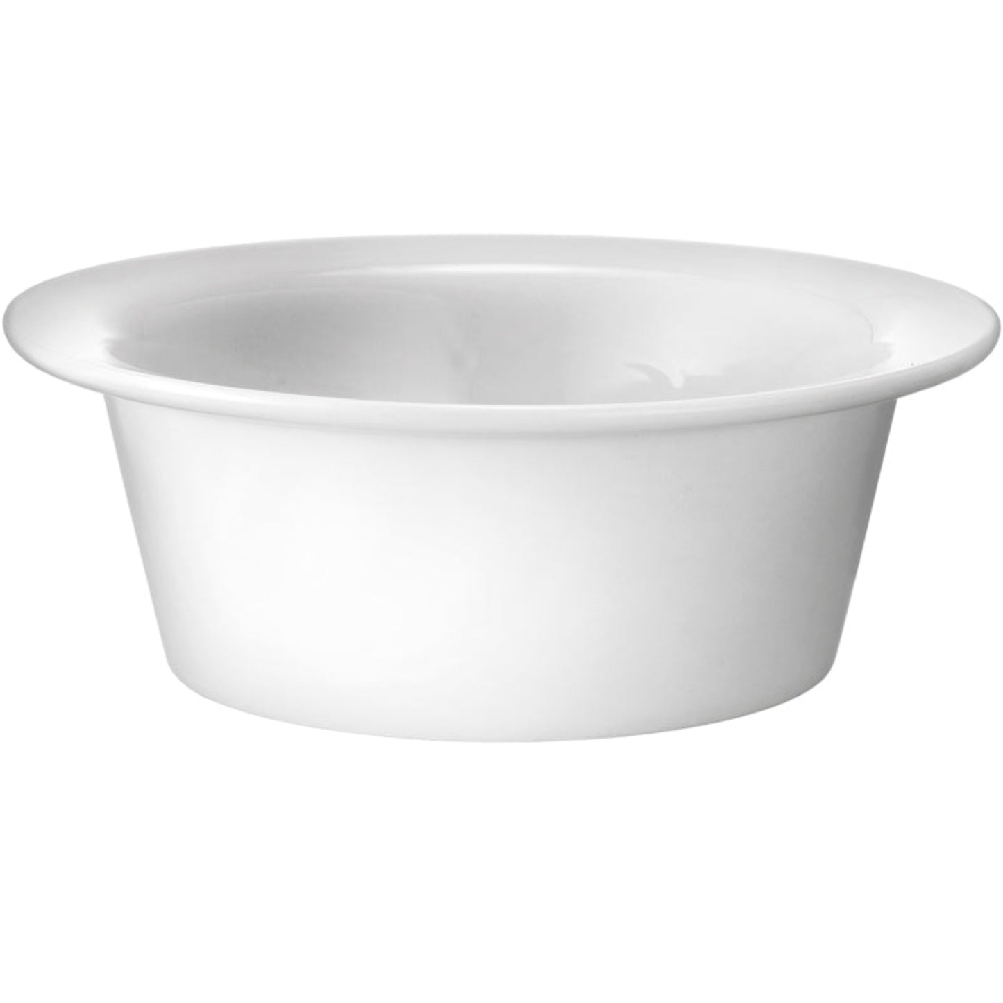 Der Unold Keramik-Topf für FONDUE-SET 48615 ist eine runde, schlichte weiße Keramikschüssel mit breitem Rand und glatter Oberfläche, abgebildet auf weißem Grund.