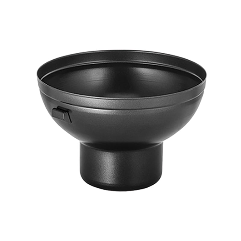 Der Unold Fondue-Topf für RACLETTE 48726 ist eine schwarze, runde Metallschüssel mit weiter Öffnung und schmalem zylindrischem Boden, abgebildet vor einem weißen Hintergrund.