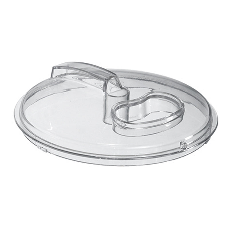 Der Unold Klarsichtdeckel für EISMASCHINE 48806 ist ein durchsichtiger, runder Kunststoffdeckel mit erhöhtem Griff und ovaler Öffnung für einfachen Zugriff auf den Inhalt Ihres Behälters.