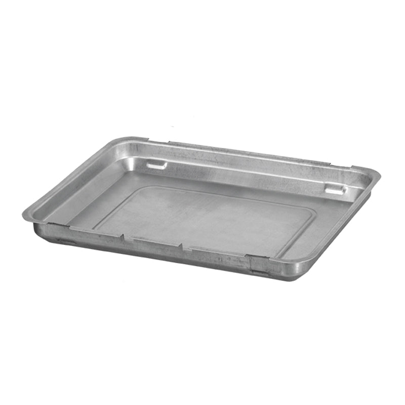 Unold Wasserwanne für BARBECUE-GRILL 58550 + 58565: Rechteckige Metallwanne mit flachen Seiten und abgerundeten Ecken, abgebildet auf weißem Hintergrund.