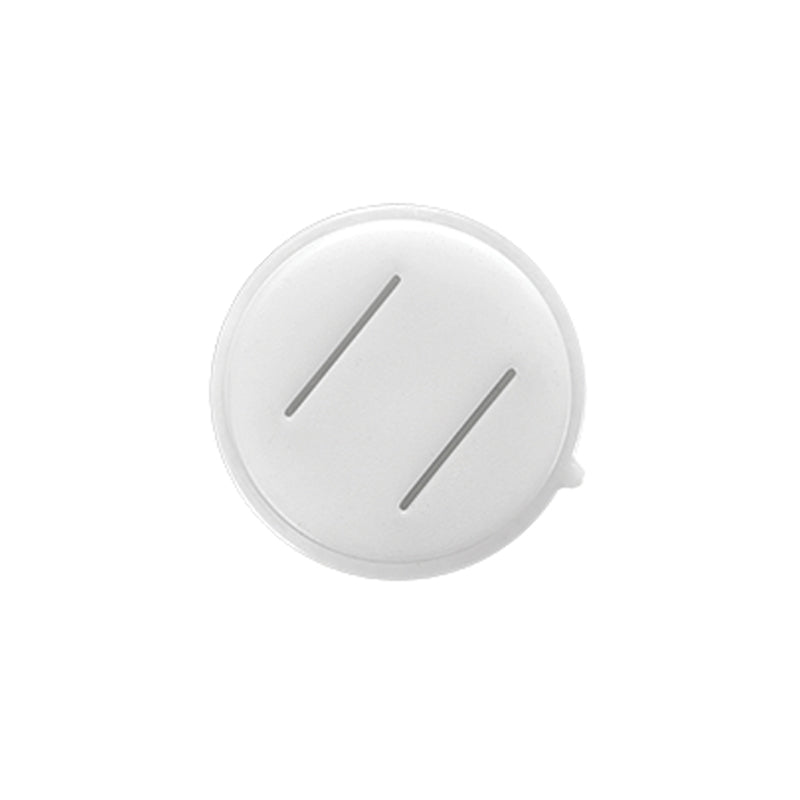 Die Unold Matrize breite Bandnudeln/Papardelle für NUDELMEISTER Pasta 68860 verfügen über einen runden, weißen Kunststoffdeckel mit zwei parallelen vertikalen Schlitzen und einer kleinen Lasche am rechten Rand zum einfachen Öffnen.