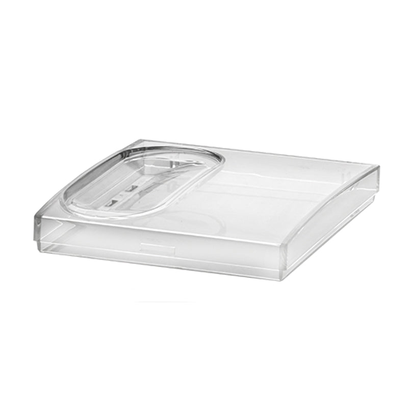 Ein durchsichtiger Deckel zu Knetbehälter für NUDELMEISTER Pasta 68860 aus Kunststoff von Unold liegt geschlossen auf einem weißen Hintergrund und zeigt seinen transparenten Deckel und sein Inneres.