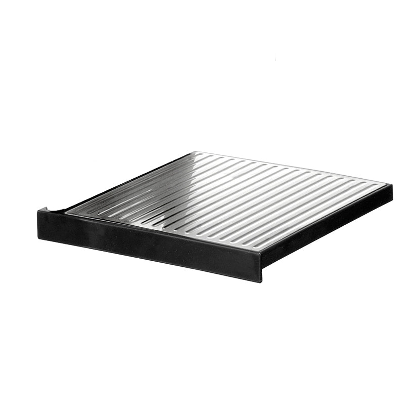 Ein Schlitten (ohne Griff) für ALLESSCHNEIDER Kompakt 78856 von Unold, mit parallelen Graten und schwarzem Rand, fotografiert auf weißem Hintergrund.