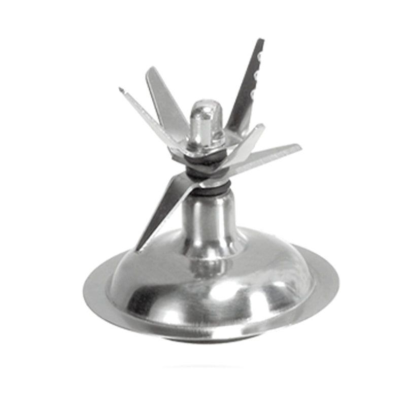 Der Unold Kreuzmesser-Einsatz für STANDMIXER 8865 (ab Fertigungsjahr 2013) ist eine Edelstahl-Klingenanordnung mit mehreren scharfen Klingen auf einer runden Basis zum effizienten Zerkleinern und Vermischen von Lebensmitteln oder Flüssigkeiten.