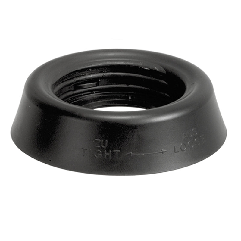 Schwarzer Kunststoffring (Unterteil Mixbehälter für STANDMIXER 8865, Unold), mit abgeschrägter Außenkante, Markierung „TIGHT“ und „LOOSE“ sowie einem Pfeil zur Richtungsanzeige. Passend für Modelle ab 2011.