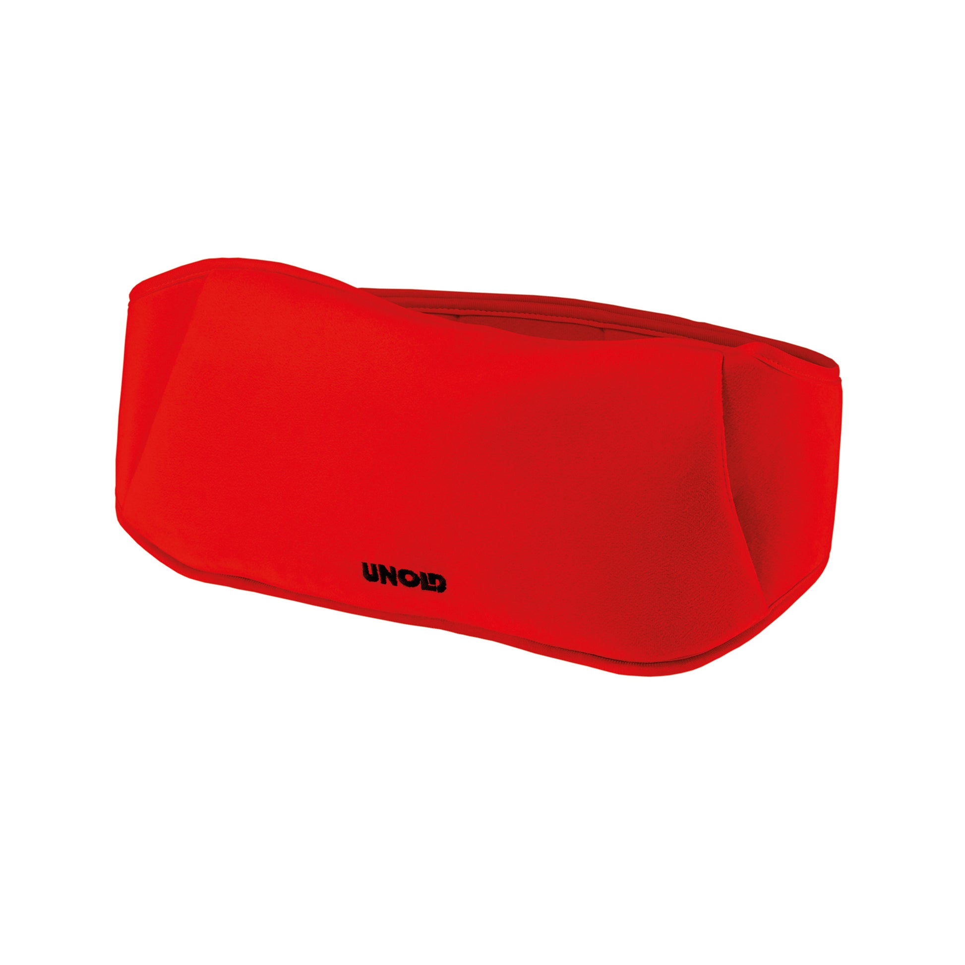 Leuchtend roter Unold AG Wärmi Premium Set Softcover mit einfacher rechteckiger Form, Frontreißverschluss und fotografiert auf einfarbig weißem Hintergrund.