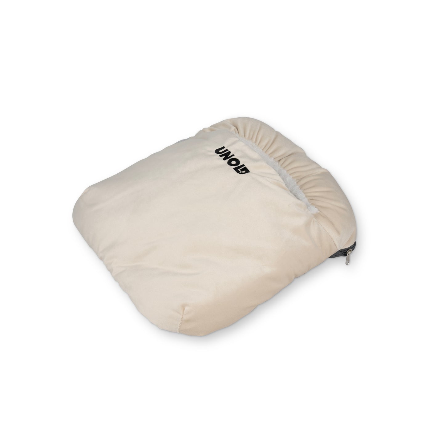 Das Unold AG Wärmi Premium Set besteht aus einer beigefarbenen, gepolsterten Stofftasche mit Reißverschluss und dem Aufdruck "GLOW" in schwarzer Farbe auf weißem Hintergrund.