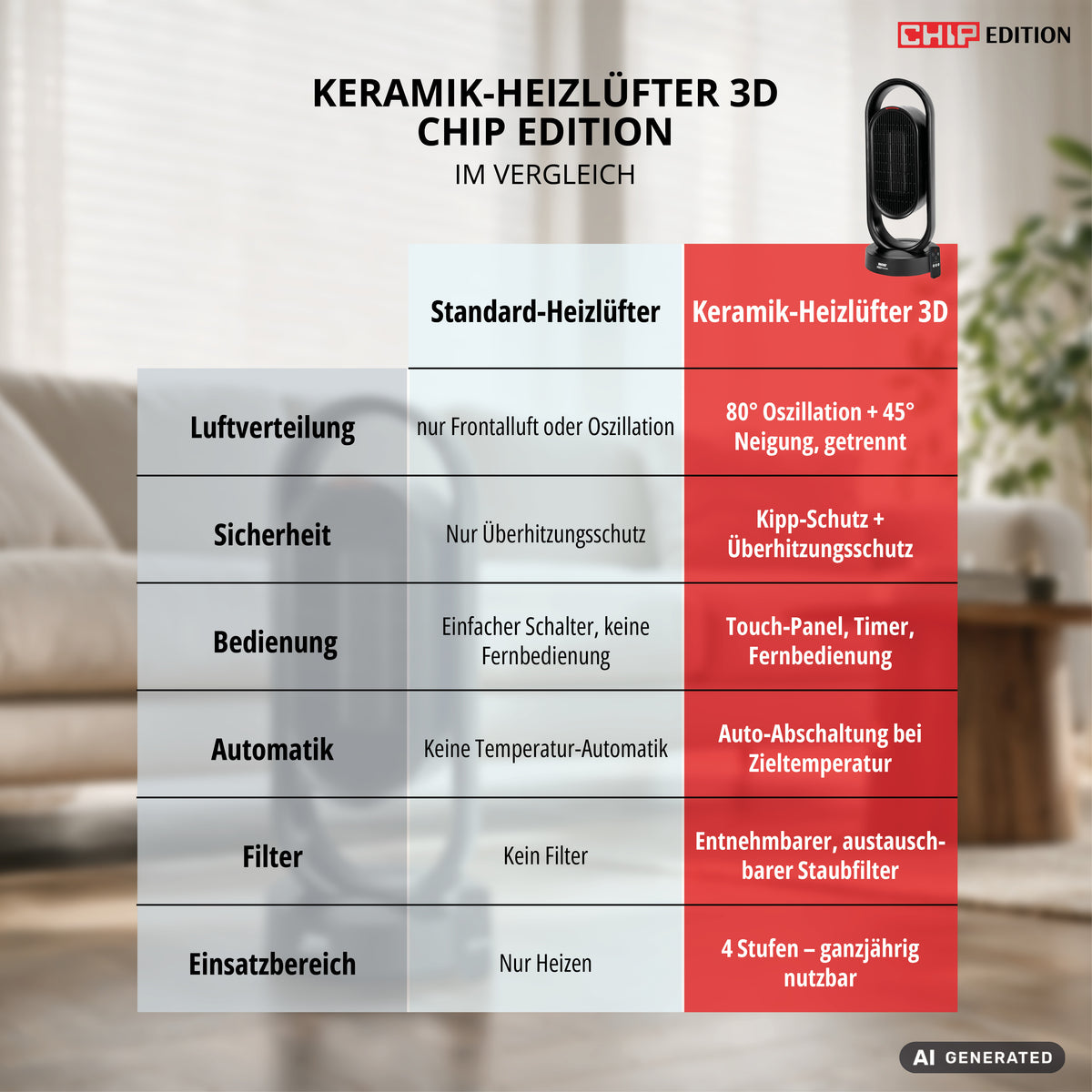 Keramik-Heizlüfter 3D CHIP Edition