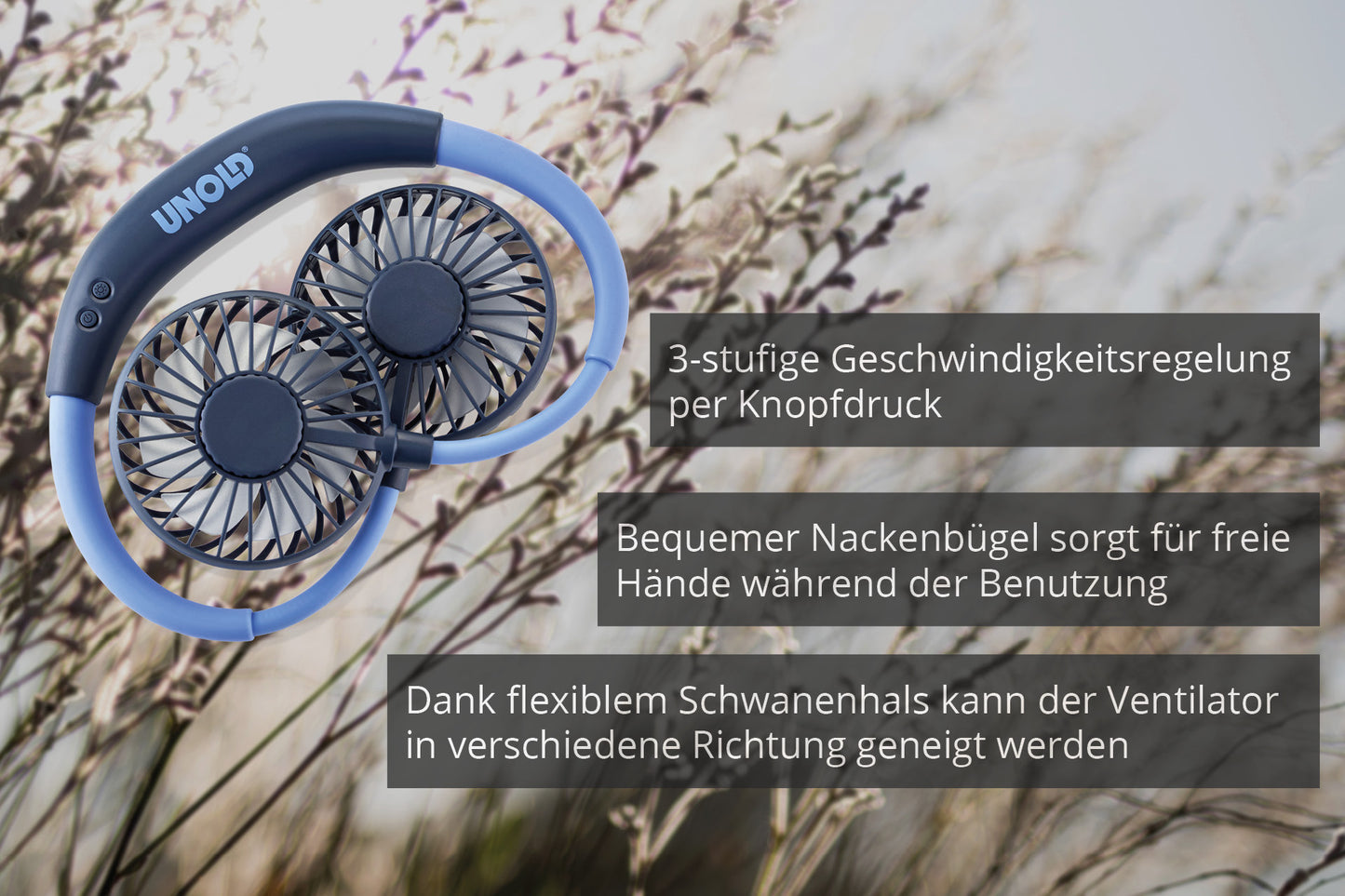 Ventilatoren-Set Breezy Fold + Nackenventilator Blau