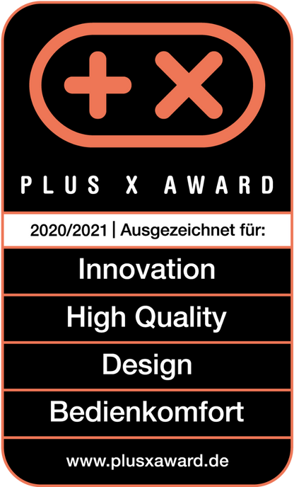 Das Raclette Smokeless von Unold erhielt die schwarz-orange Plus X Award Plakette 2020/2021 für Innovation, High Quality, Design und Bedienkomfort. Mehr Infos: www.plusxaward.de.
